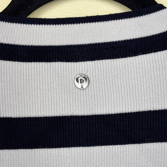 NWOT DESIGUAL Asymmetric Stripe Sweatshirt White Navy Size Large Casual Workwear - Picture 7 of 12